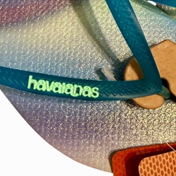 NEW Havaianas 11 12 41 42 Slim Metallic Rainbow Flip Flops Sandal Rubber Thong - Picture 7 of 12